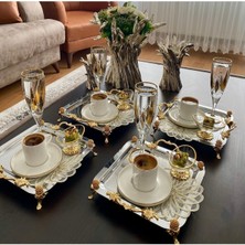 Özbience 2'li Ayaklı Kahve & Çay Sunum Tepsisi, Paslanmaz, 22 cm