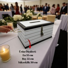 Beyaz Kilitli Dekoratif Ahşap Takı Çeyiz Sandığı Nişan Kına Düğün Sünnet Takı Toplama