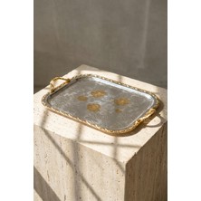 Özbience Gold Desenli 40 cm Tepsi, Şık ve Kullanışlı Sunum Gereci