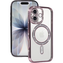 Newface iPhone 17 Kılıf Joke Seri Magsafe Özellikli Taşlı Simli Silikon Kapak