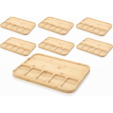 Edenza Bambu Kahvaltı Tabağı — Çok Bölmeli 5'li Doğal Sunum ve Servis Tabağı 33X24CM 6'lı Set