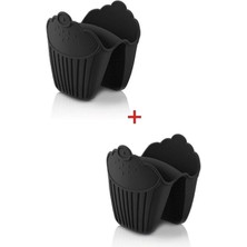 Özbience 2'li Siyah Silikon Fırın Eldiveni, Isı Yalıtımlı ve Kaymaz Tasarım