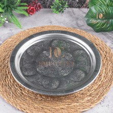 Dmt Copper Home 430 Kalite Krom Çelik Kulplu Tepsi 24 cm – Fırına Uygun, Osmanlı Motifli, Kebap & Restoran Sunum Tepsisi