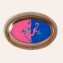 Özbience Şık Metal Dekoratif Tepsi 30X20X2 Cm, Mavi ve Pembe Renk Seçenekleri