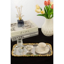 Özbience Gold Gül Desenli Paslanmaz Çelik Sunum Tepsisi 33X18 Cm, Şık ve Dayanıklı