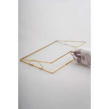 Özbience Şık 25X15CM Pirinç Gold Kapaklı Cam Söz Nişan Servis Tepsisi