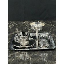 Özbience Gümüş Kahve Sunum Seti, Fincan, Lokumluk ve Tepsi ile Şıklık