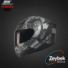 MTS Goldy Grey X340 Full Face Motosiklet Kaskı – Iç Güneş Vizörlü Ece Onaylı Fiber Dış Kabuk