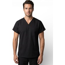 Onora Unisex Soft Likra Siyah Hemşire ve Doktor Üniforması ,tek Üst Scrubs Üniforma