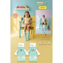 Color Socks 1 Çift Turkuaz Çocuk Mıknatıslı El Ele Tutuşan Çoraplar Topuksuz (6-12 Yaş)