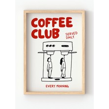 Miovi Works Coffee Club | Çerçeveli Modern Minimal Coffee Mutfak Duvar Dekorasyonu Poster Tablo