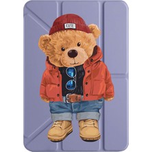 Adasena Ipad Air 11" M2 M3 Çip Air 4. 5. 6. Nesil Kılıf Uyku Modlu Kalem Bölmeli Uvbaskı Desenli Teddybear