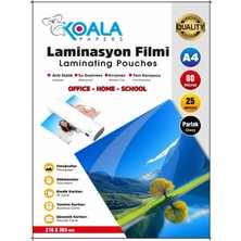 Koala Papers A4 Laminasyon Filmi 80 Micron 25'li Doküman Koruma ve Parlaklık Sağlayan
