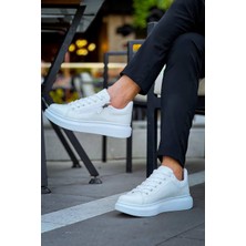 Zapatos KB309 Erkek Günlük Bağcıklı Fermuarlı Croco Desenli Cilt Spor Sneaker Ayakkabı Cbt - Beyaz