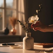 sevoksi Mermer Desenli Dekoratif Vazo | Minimal & Modern Tasarım