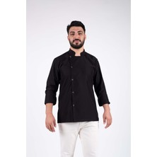 Acar İş Tex Erkek Siyah Düz Şef Aşçı Ceketi
