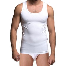 Thermoform Bambu Erkek Kolsuz Bisiklet Yaka Atlet ve Slip Külot Seti Beyaz