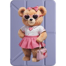 Adasena Ipad 11 A16 2025 / 10. Nesil 10.9 Kılıf Uyku Modlu Kalem Bölmeli Katlamalı Desenli Kapaklı Miss Teddy