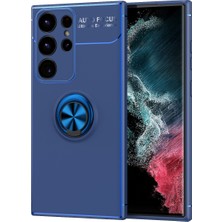 ZM Store Galaxy S23 Ultra Uyumlu Kılıf Yüzük Standlı Pürüzsüz ve Soft Yüzey Ravel Kapak