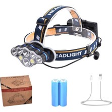 Skygo PS-888 Güçlü USB Şarj Edilebilir Profesyonel 8 Modlu 6000 Lümen 8 LED Su Geçirmez Kafa Lambası