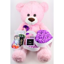 Trend Robo Sevgiliniz Için En Özel Tatlı Hediye KUTUSU:100 cm Pembe Ayıcık, 925 Ayar Gümüş Kolye,bileklik,küpe