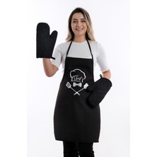 Özbience Şık ve Su Geçirmez Mutfak Önlüğü Seti (Iki Eldiven)