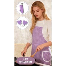 Özbience Renkli Mutfak Seti 3’lü, Su Geçirmez ve Isıya Dayanıklı Önlük, Eldiven, Tutacak