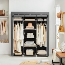 Dzgn Home Bez Dolap Xxl Iki Askılıklı Ortadan Raflı Dolap Hugo Gri Gardırop