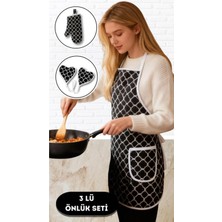 Özbience Pratik ve Şık 3’lü Mutfak Seti: Önlük, Eldiven ve Tutacak, Su Geçirmez ve Isıya Dayanıklı