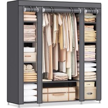 Dzgn Home Bez Dolap Geniş Hacimli 14 Raflı Dolap Chery Gardırop Gri