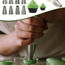 Unbranded 10 Parça Krema Sıkma Seti - Paslanmaz Çelik Krema Uçları - Pasta ve Cupcake Süsleme Seti - Ekonomik Yıkanabilir Torba