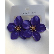 Deniz Accessories Mor Çiçek Küpe