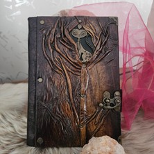 Legend Deri Kedi Antik Kahverengi Eskitme Hakiki Şamua Kağıt Hediyelik Anı Günlük Ajanda Defter