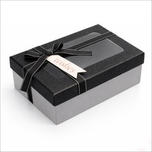 Süsle Bebek ve Parti Pencereli ve Fiyonklu Dikdörtgen Hediye Kutusu 23 cm – Siyah