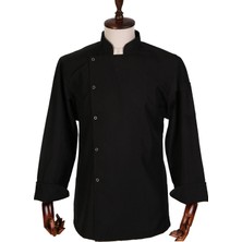 Acar İş Tex Erkek Siyah Düz Şef Aşçı Ceketi