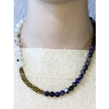 Esha Doğal Taş Aytaşı Sodalit Hematit Doğal Taşlı Kadın Kolye EUK20SAH