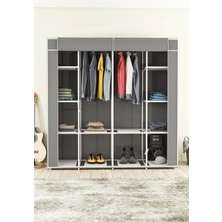 Dzgn Home Bez Dolap 12 Raflı Mega Boy Gri Çok Amaçlı Metal Gardırop