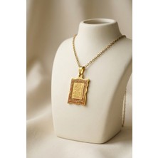 Craftique Çelik Ayetel Kürsi Kolye – Gold Kaplama Paslanmaz Çelik Islami Kolye, Zarif Günlük Kullanım Takısı