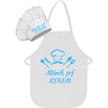 Özbience Çocuklar Için Kişiye Özel Beyaz Biyeli Mutfak Önlüğü ve Aşçı Şapkası