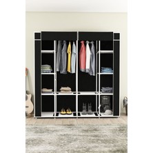 Dzgn Home Bez Dolap 12 Raflı Mega Boy Siyah Çok Amaçlı Metal Gardırop Siyah