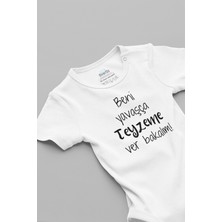 Overoz Beni Yavaşça Teyzeme Ver Bakalım Beyaz Bebek Body Zıbın 5124