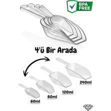 Özbience 4'lü Ölçü Kürek Seti - Kristal, Un, Şeker ve Bakliyat Için