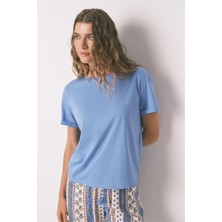 Women Secret  Mavi Bisiklet Yaka Tişört