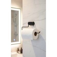 Metanova Yeni Model Oval Başlıklı Yapışkanlı Siyah Rulo Kağıt Havlu Tutucu