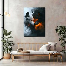 Artprinta Siyah & Beyaz Kurt Kanvas Tablo – Güç, Zıtlık ve Ruhun Dengesi