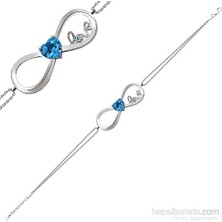 Bella Gloria Altın Kaplamalı Mavi Topaz 'Sonsuz Aşkıma' Pırlanta Bileklik (GPB0014)