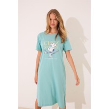 Women Secret Yeşil Snoopy Baskılı Gecelik