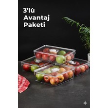 Patulya Aksesuar 3’lü Kapaklı Buzdolabı Organizeri 325X200X70 mm | Şeffaf Düzenleyici Saklama Kutusu