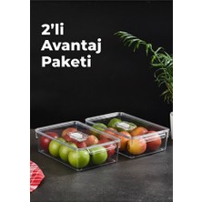 Patulya Aksesuar 2’li Kapaklı Buzdolabı Organizeri 325X200X70 mm | Şeffaf Düzenleyici Saklama Kutusu