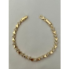 Yeknova Xuping 14K Gold Renginde Kuyumcu Işçiliği Üçgen Model Zirkon Taş Detay Kararmaz Kadın Bileklik
